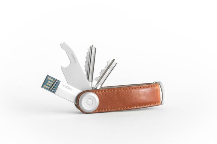 orbitkey Schlüssel-Organizer leather cognac with tan stitching